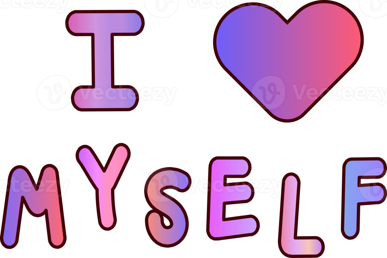 love myself lettering phrase hand drawn Illustration png