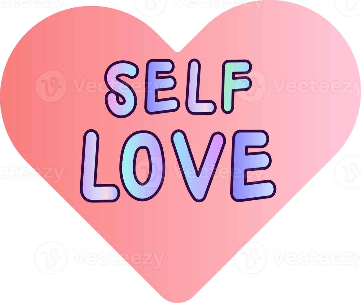 love myself lettering phrase hand drawn Illustration png