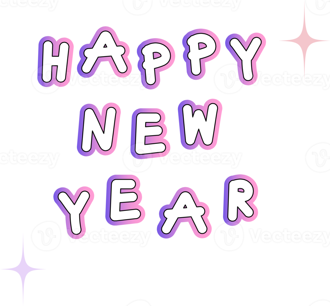 happy new year greeting word decoration png