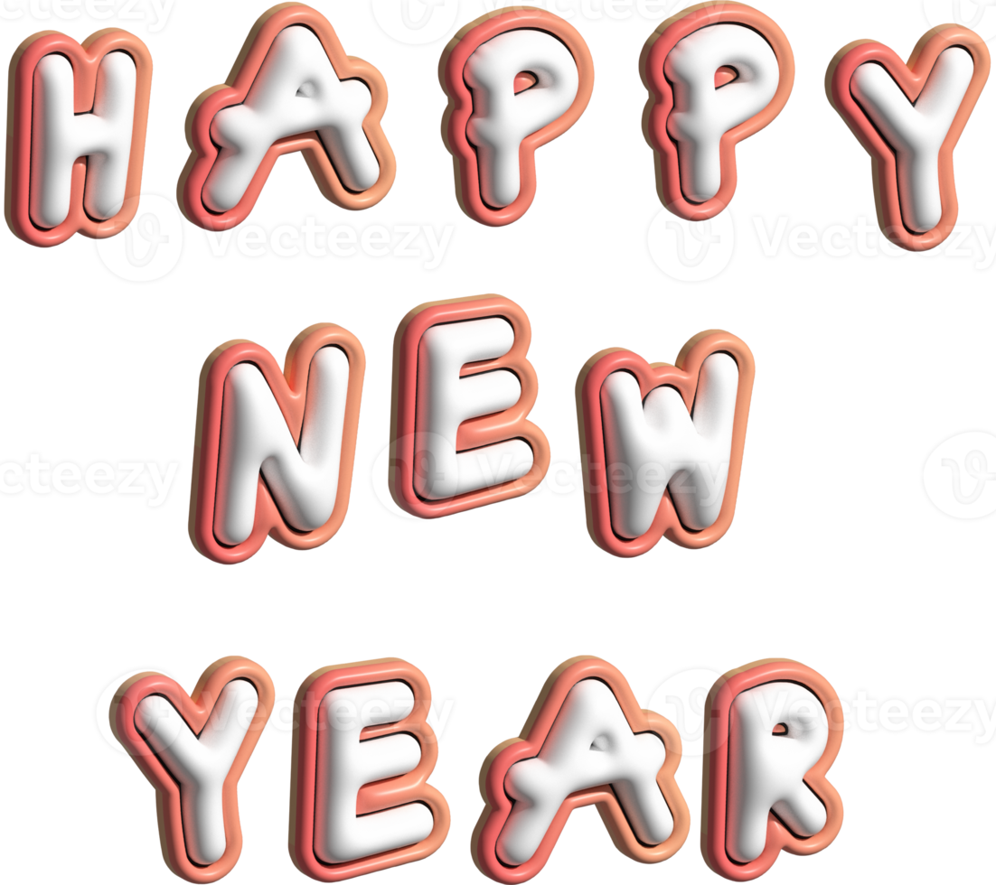 happy new year greeting word decoration png