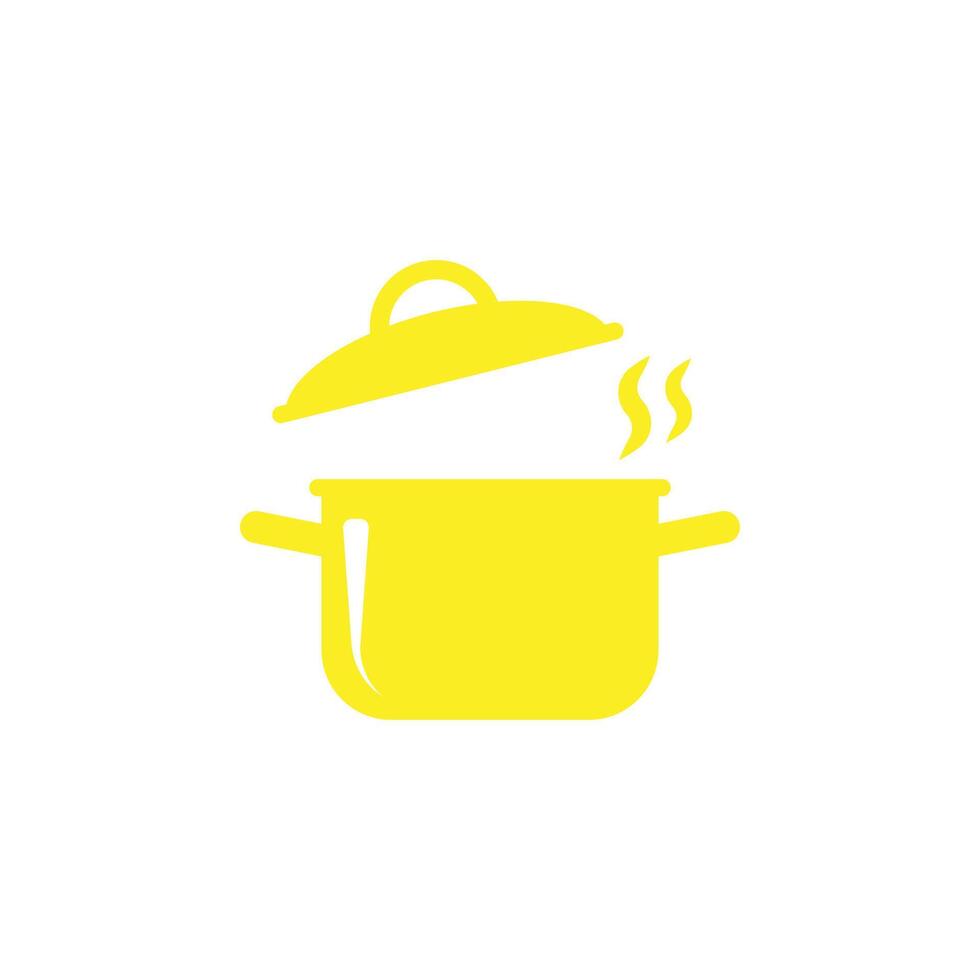 eps10 yellow vector cooking pot solid abstract art icon or logo isolated on white background. stock pot symbol in a simple flat trendy modern style for your website design, logo, and mobile app