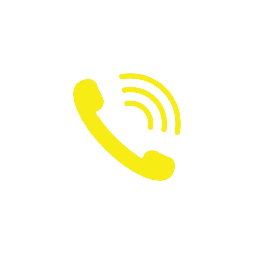 eps10 yellow vector phone call or telephone abstract icon isolated on