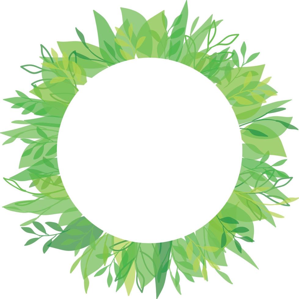 Watercolor Green Branch Frame With White Circle vector