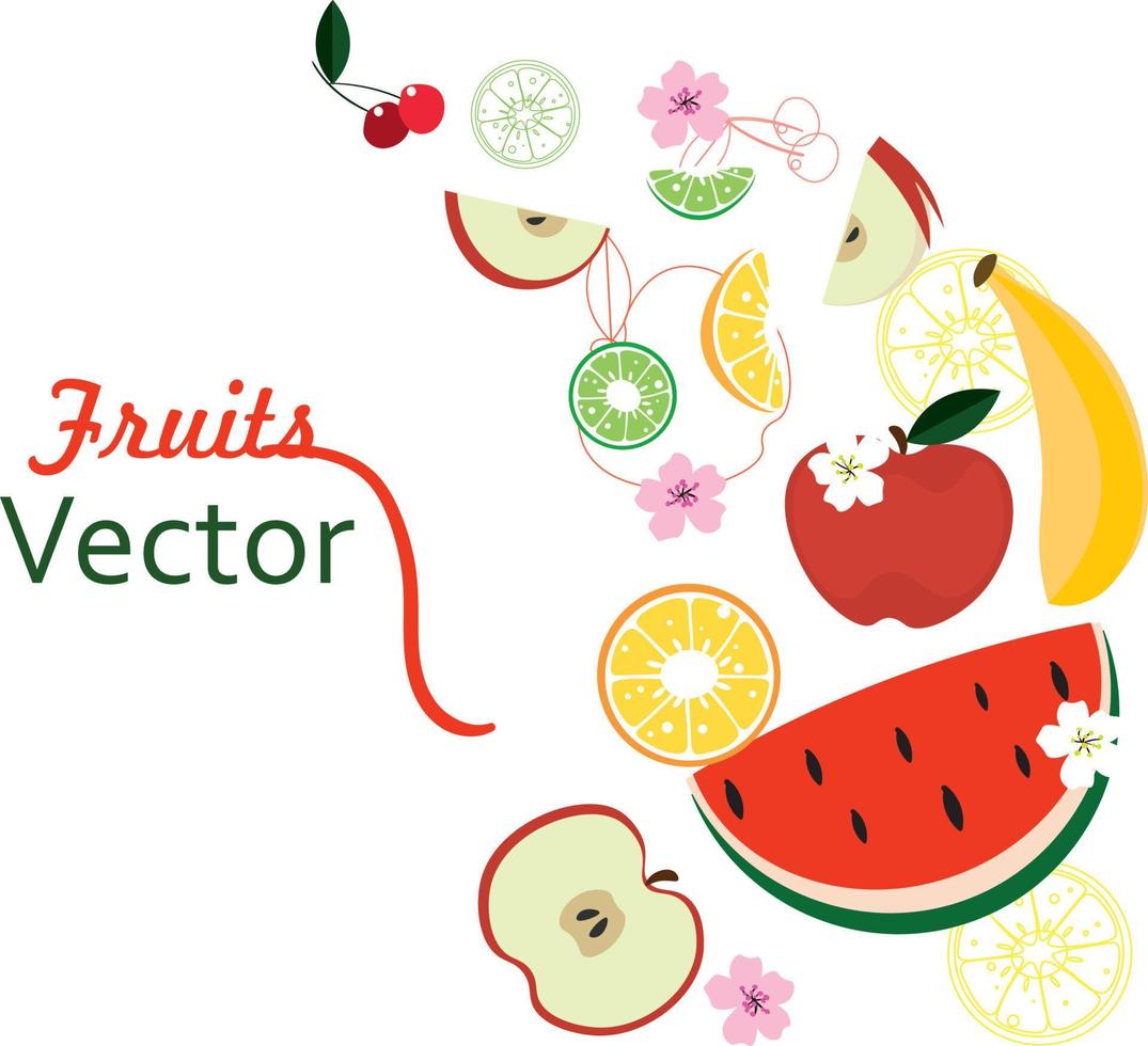 garabatear frutas. fruta tropical natural, garabatos cítricos naranja y vitamina limón vector