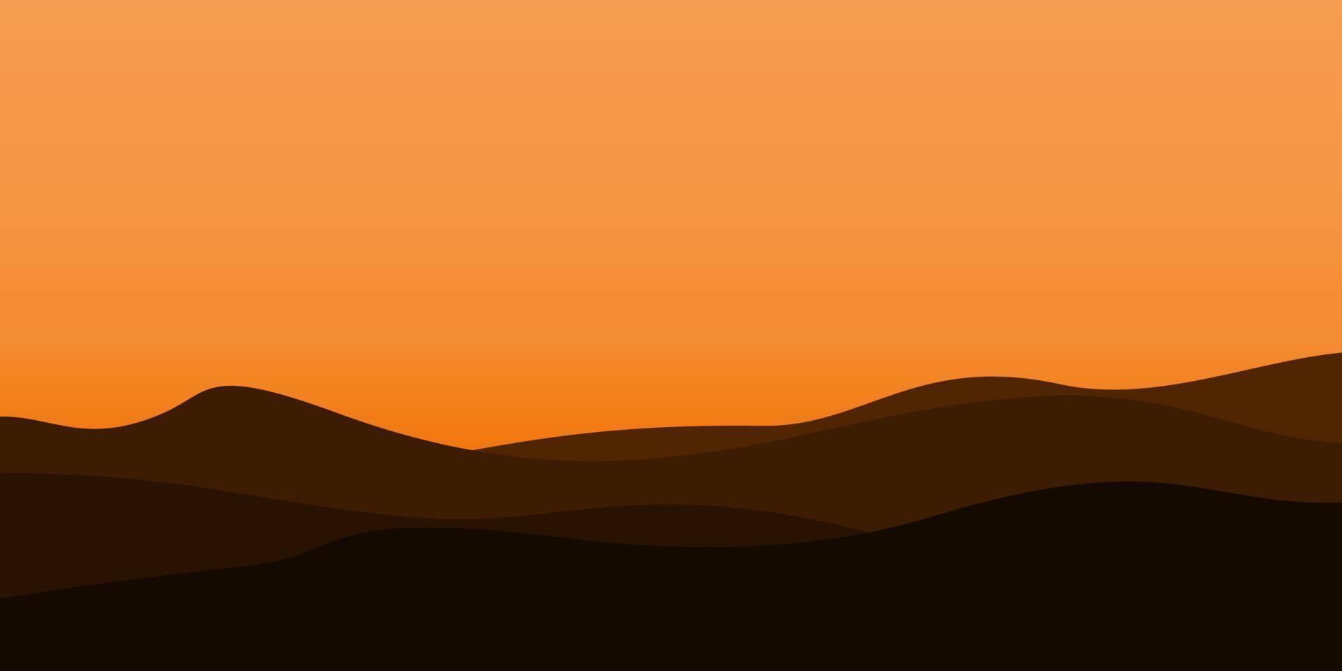 silhouette views of mountain with sunset background vector