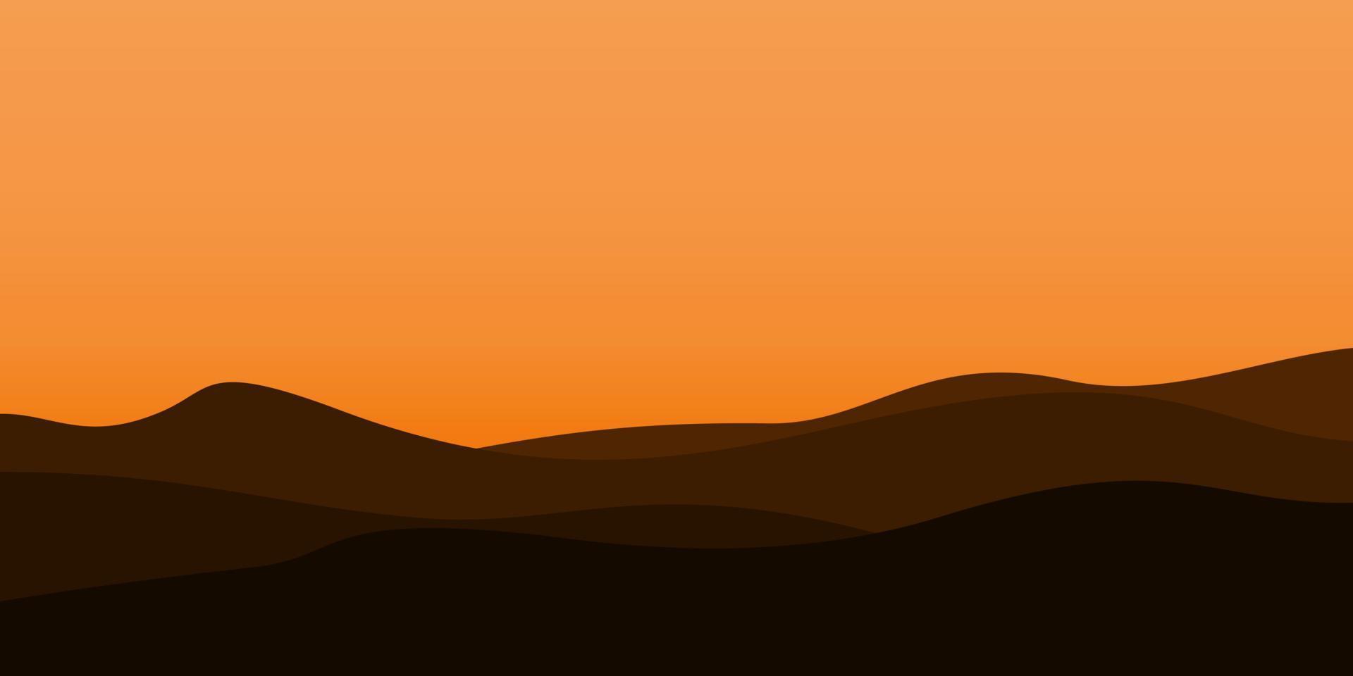 silhouette views of mountain with sunset background vector