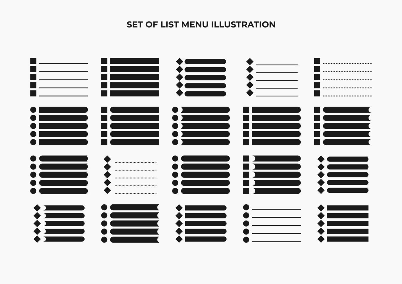 conjunto de ilustración de menú de lista vector