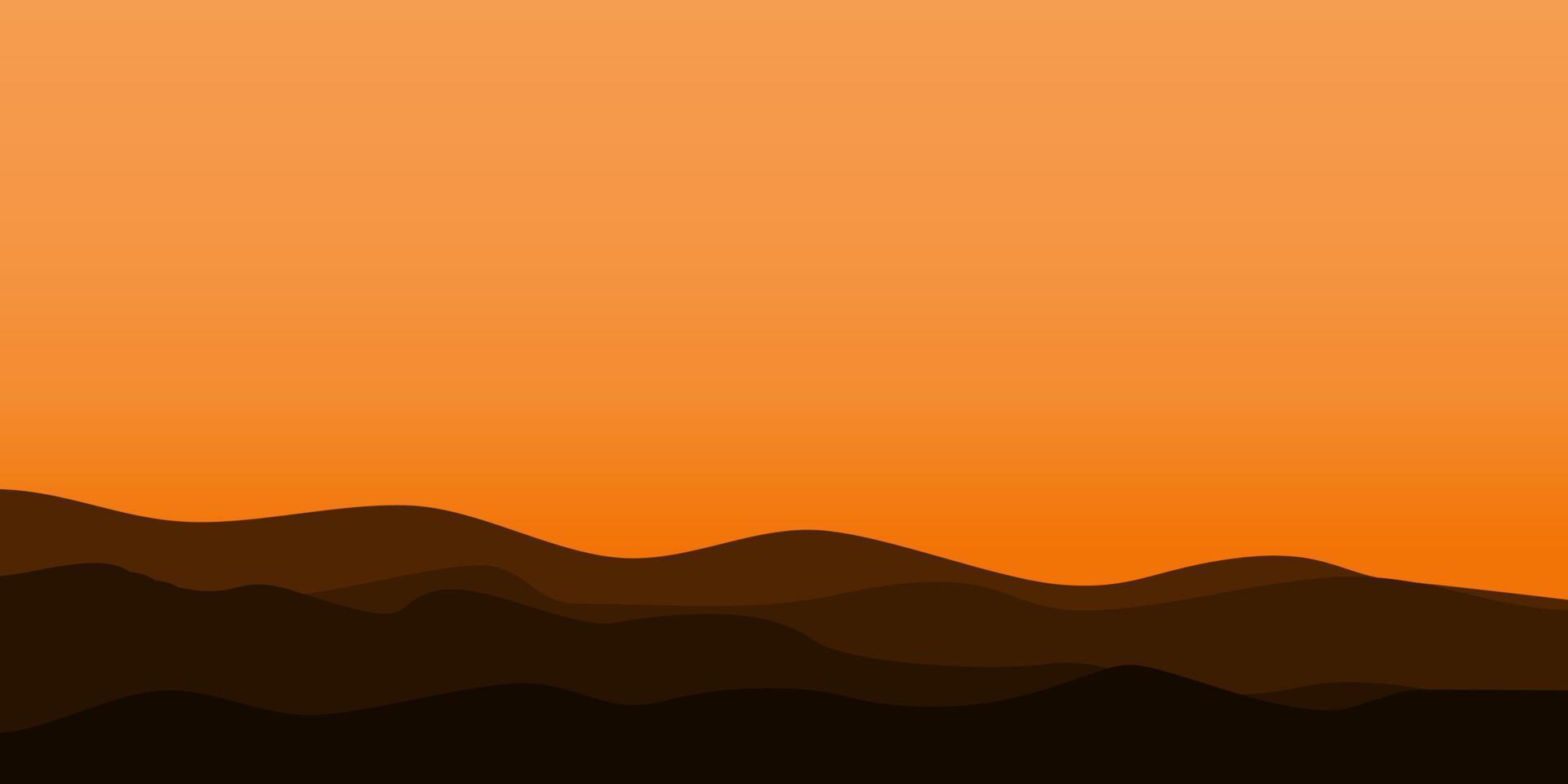 silhouette views of mountain with sunset background vector