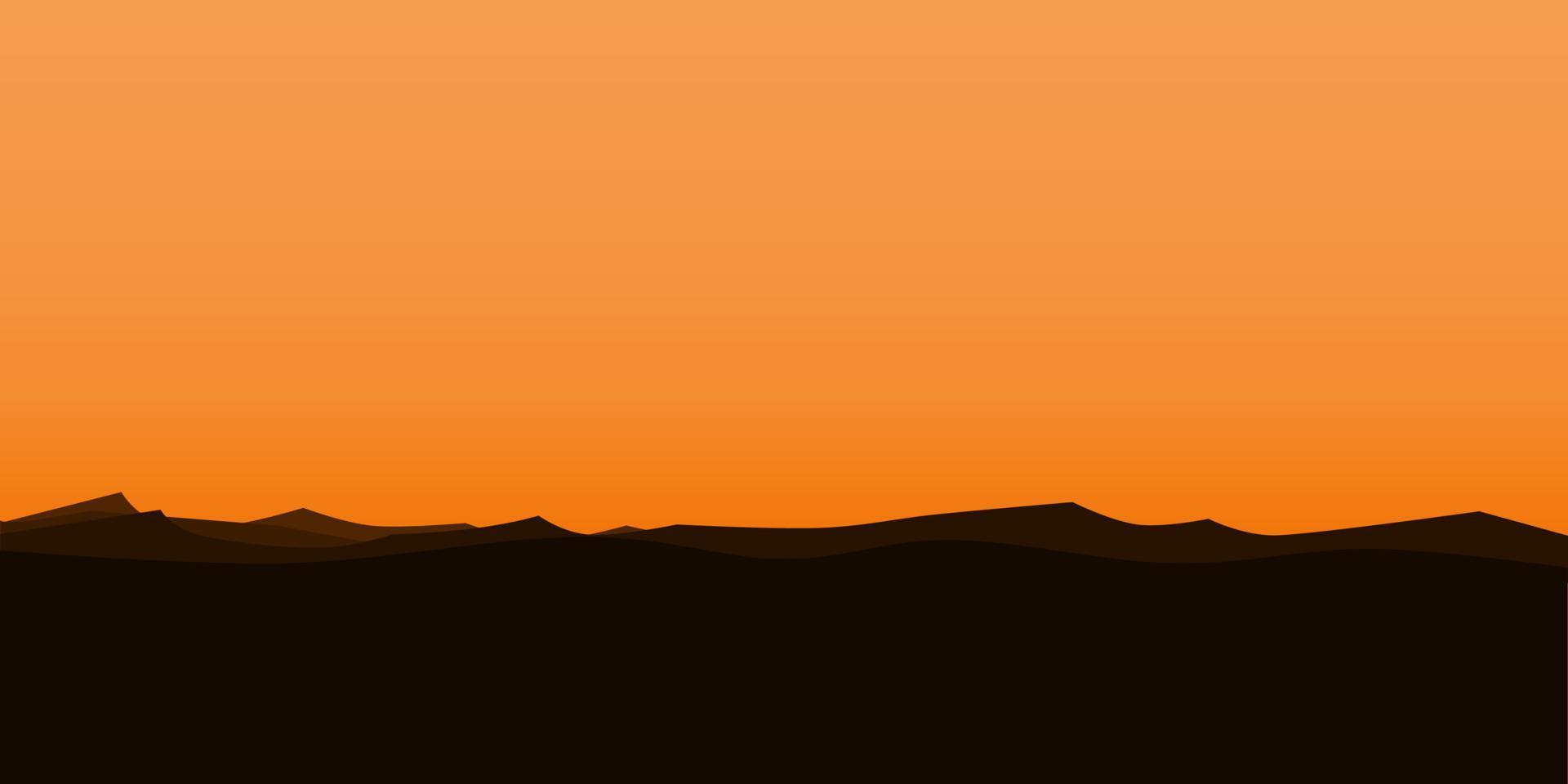 silhouette views of mountain with sunset background vector