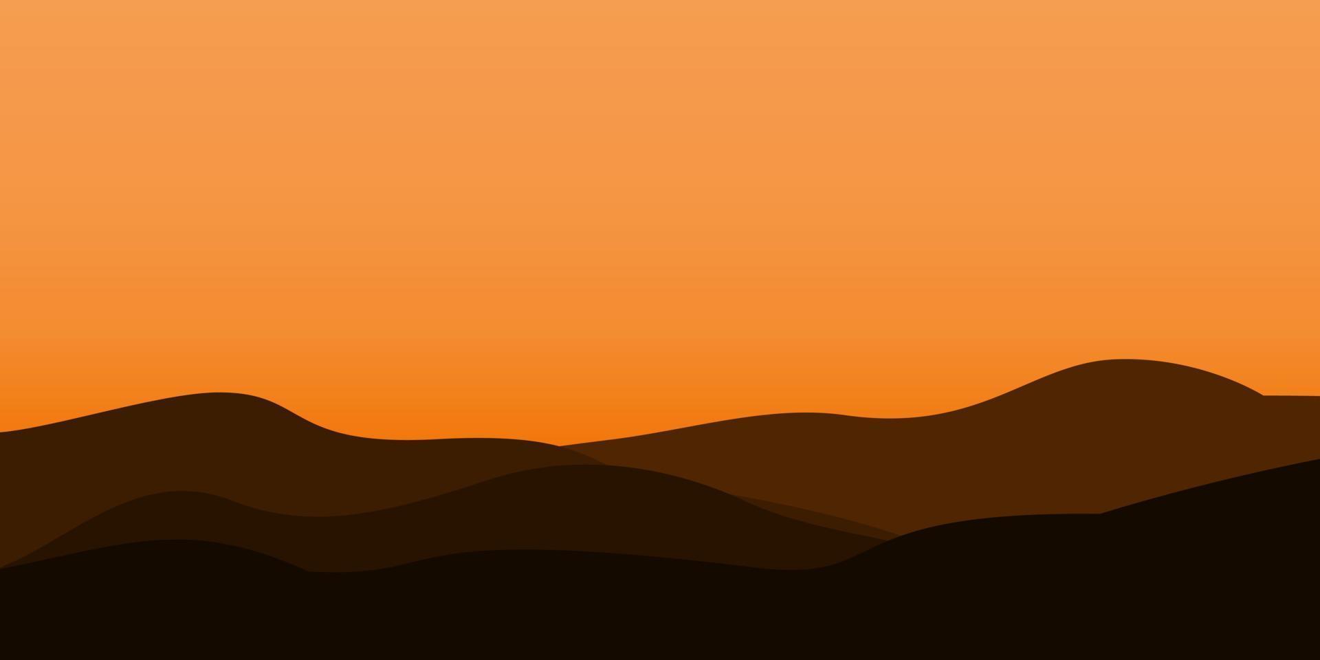 silhouette views of mountain with sunset background vector