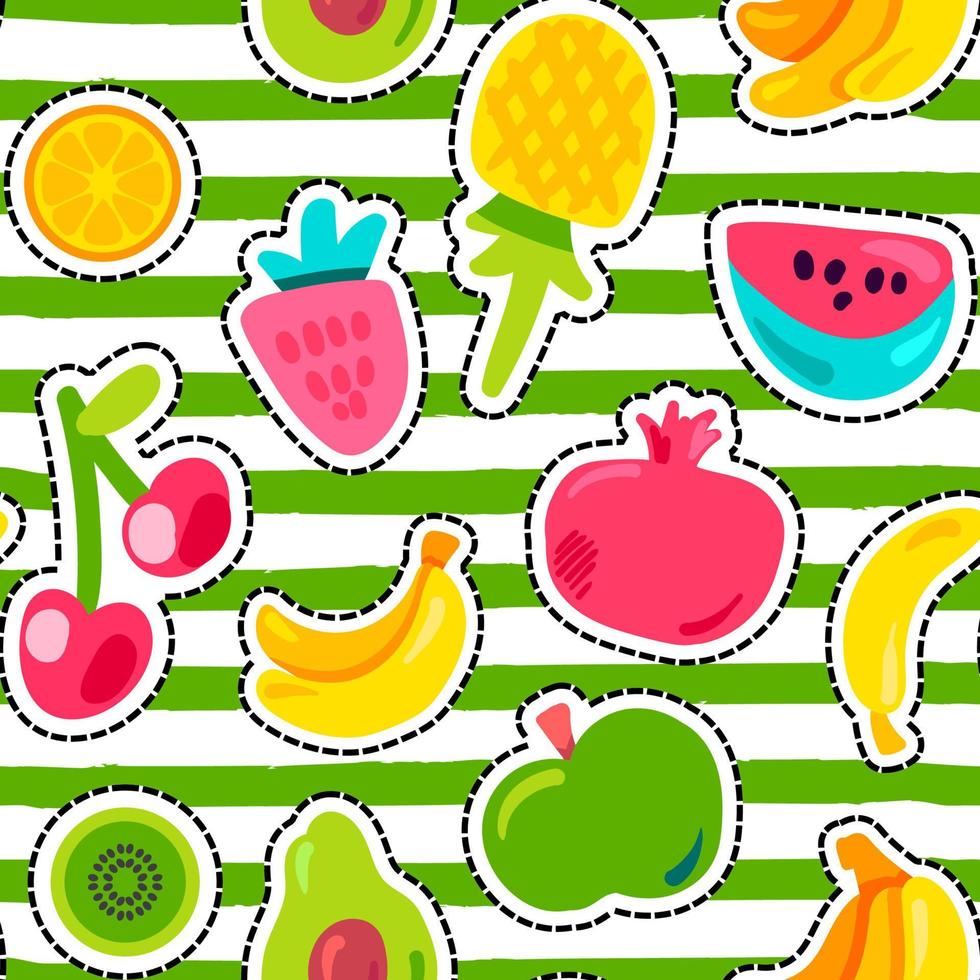 Fresh Summer Juicy Fruit Painted Seamless Pattern vector