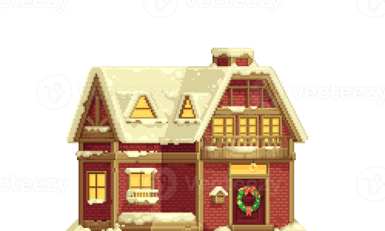 casa de tijolos de pixel com decorações de natal png