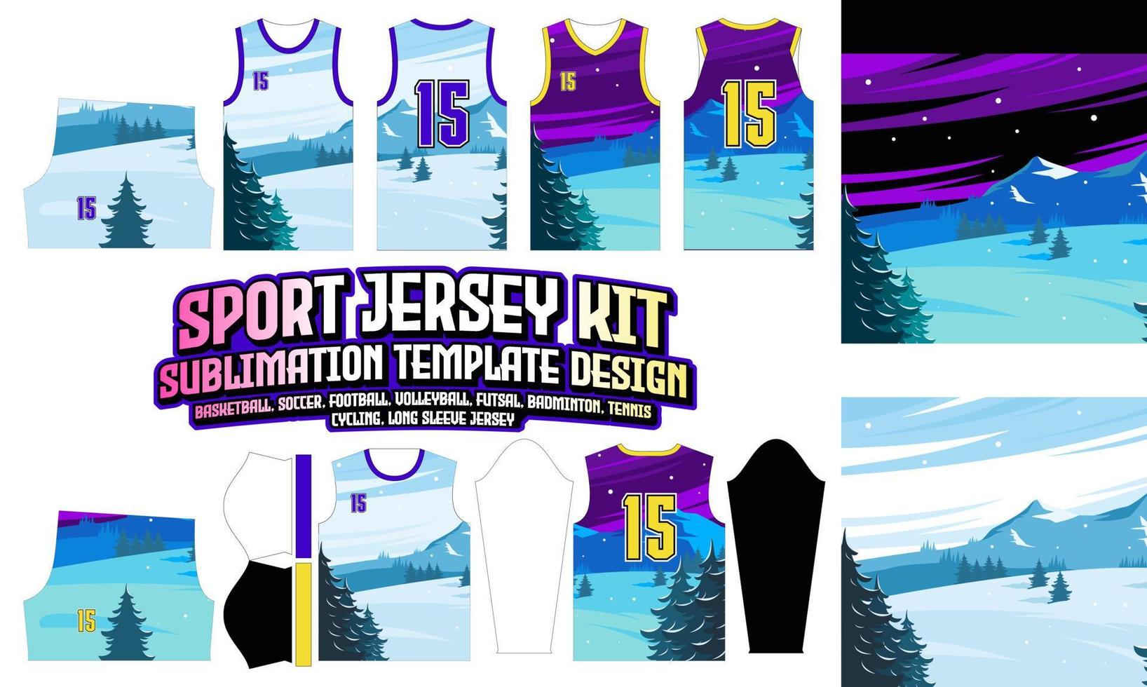 christmas mountain Jersey Apparel Sport Wear Sublimation outdoor pattern Design 237 for Soccer Football E-sport Basketball volleyball Badminton Futsal t-shirt vector