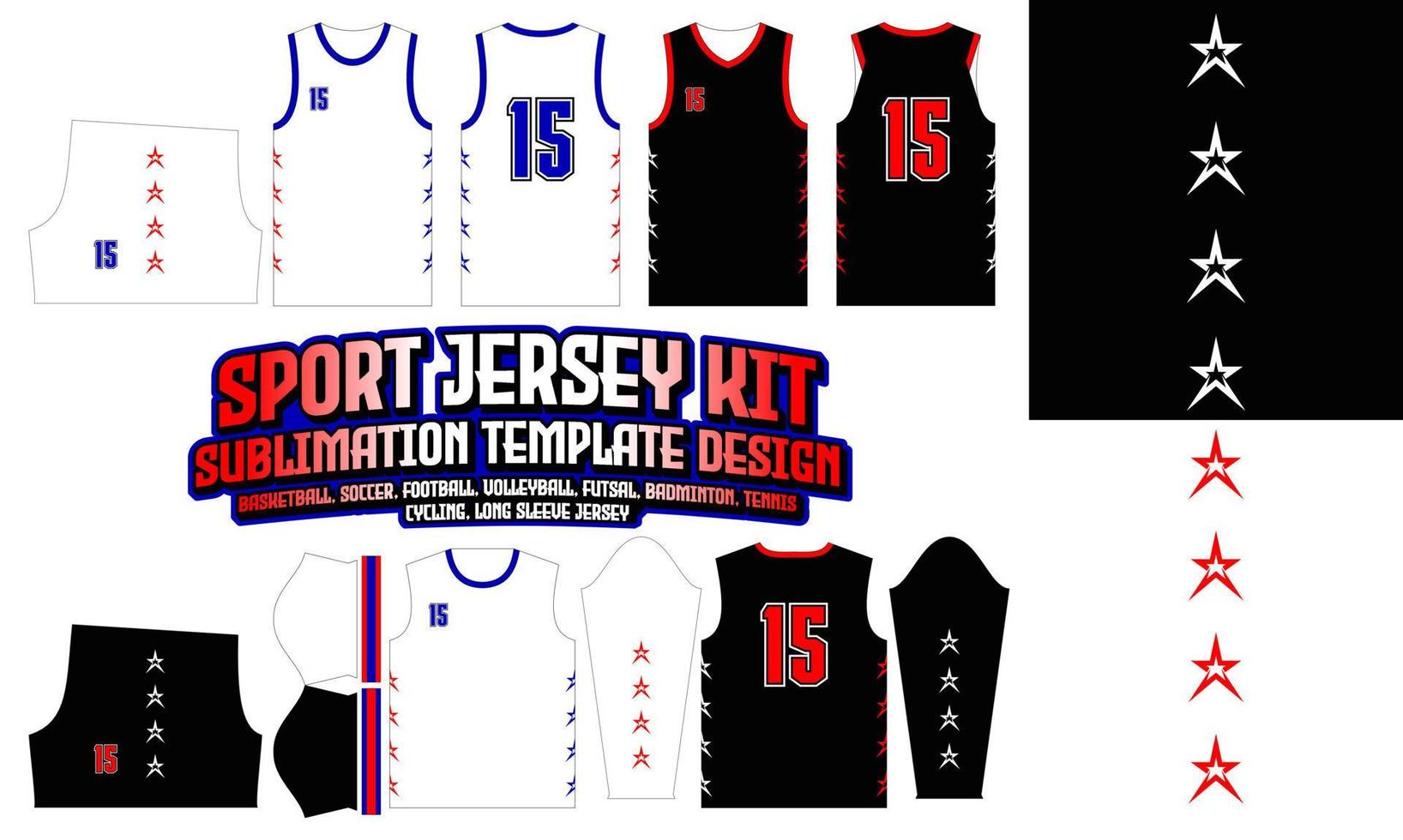 stars Jersey Apparel Sport Wear Sublimation pattern Design 248 for Soccer Football E-sport Basketball volleyball Badminton Futsal t-shirt vector