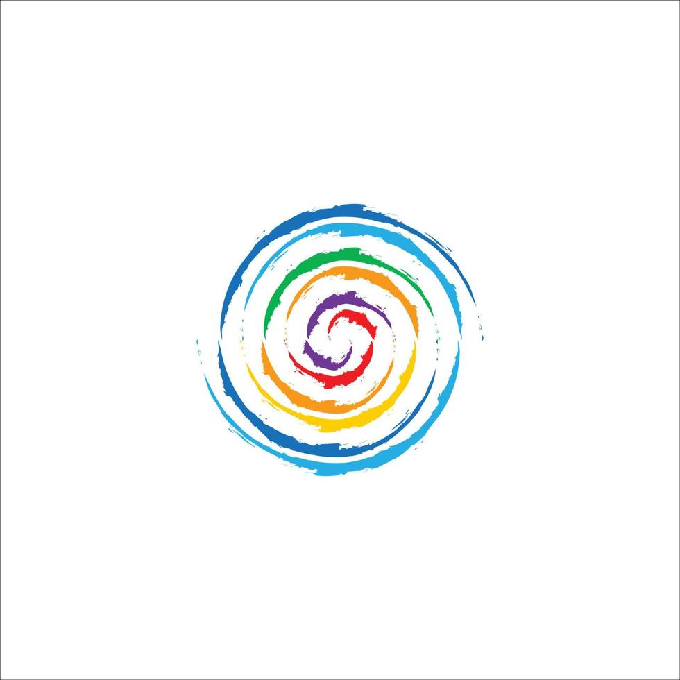 meditation and yoga logo with seven colors of aura energy vector