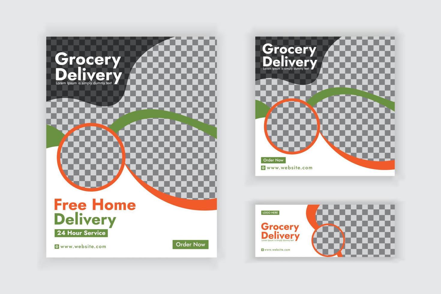 Creative Modern Grocery Flyer Social Media Post and Web Banner Template Design vector