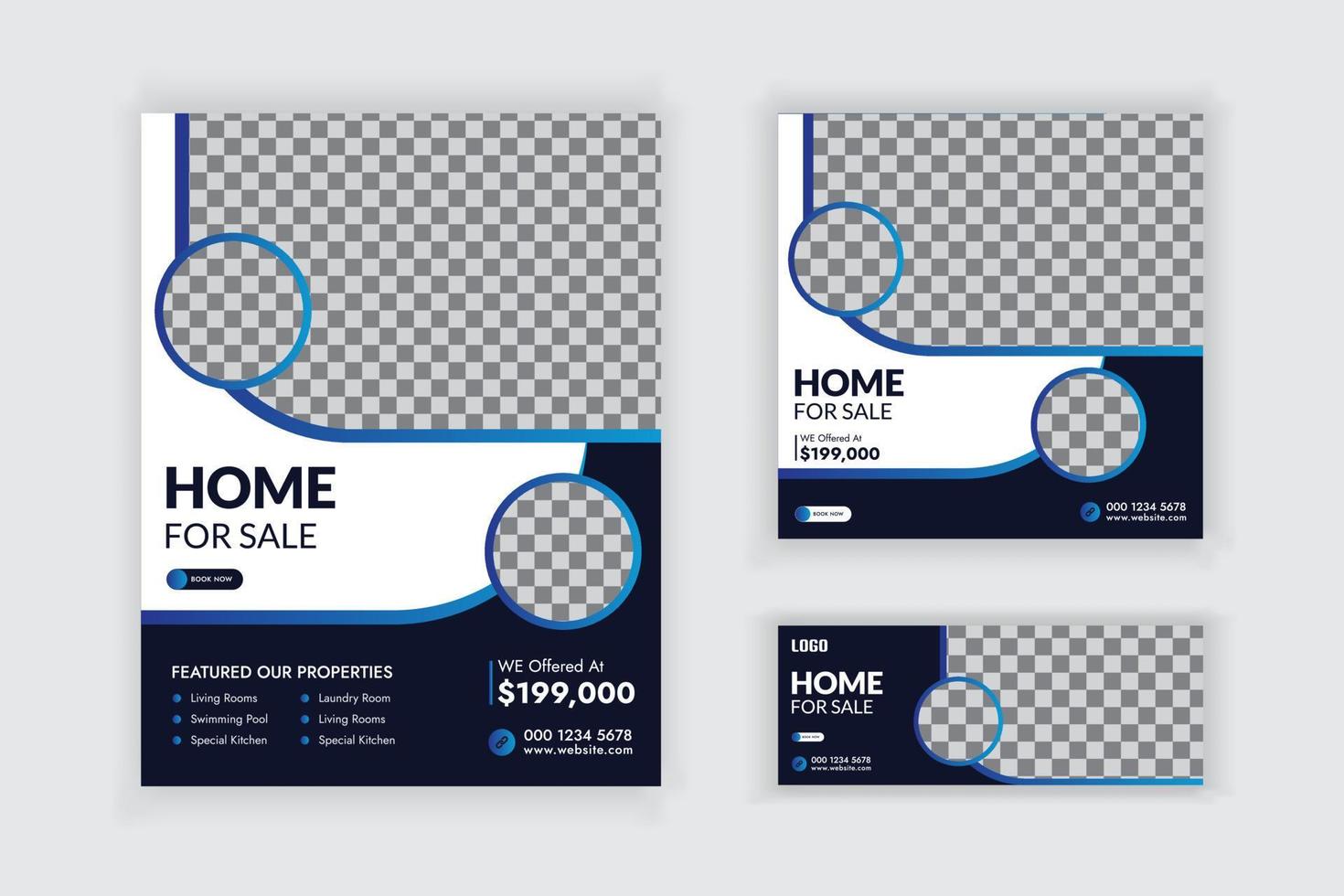 Real Estate Flyer Social Media Post And Cover Banner Set vector