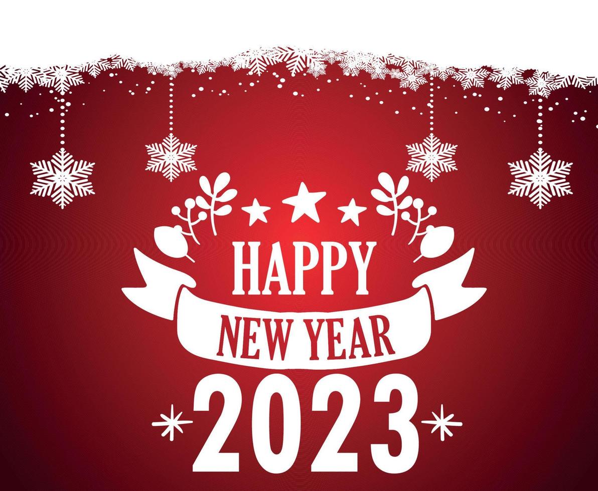 2023 feliz año nuevo vacaciones ilustración vector abstracto blanco con fondo degradado rojo