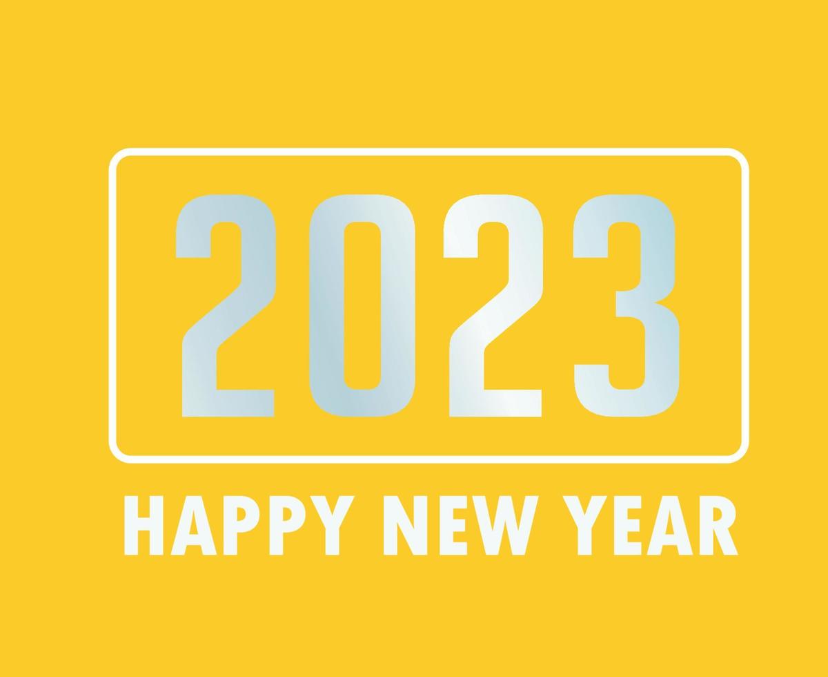 2023 feliz año nuevo vacaciones ilustración vector abstracto blanco con fondo amarillo