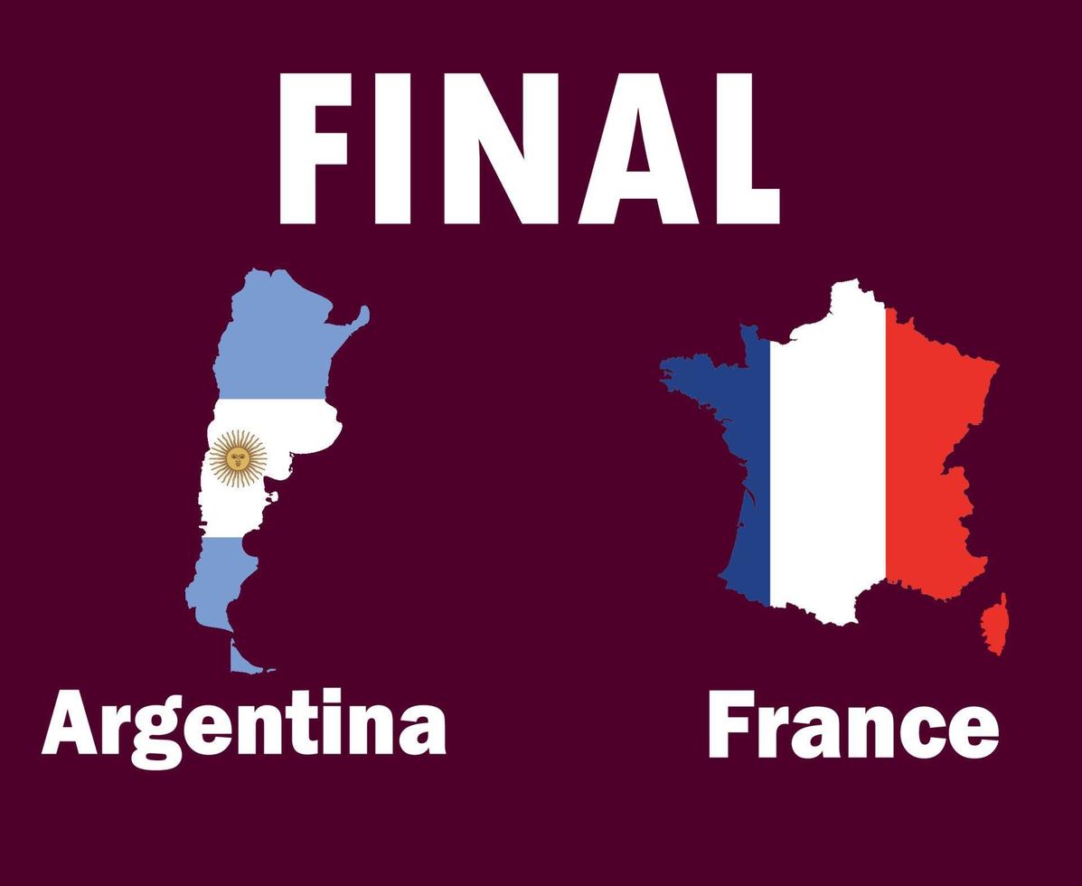 Argentina And France Map Flag With Names Final football Symbol Design Latin America And Europe Vector Countries Illustration