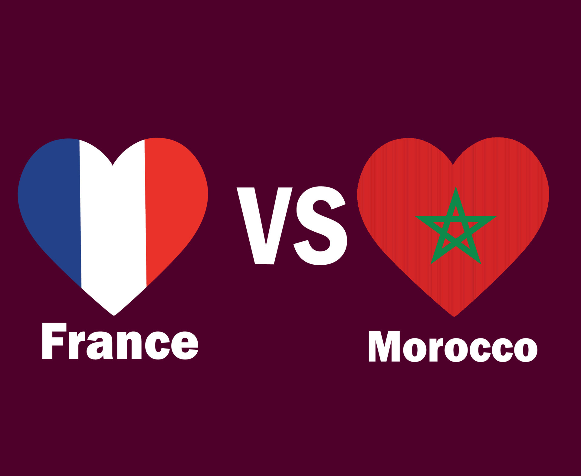 France And Morocco Flag Heart With Names Symbol Design Europe And