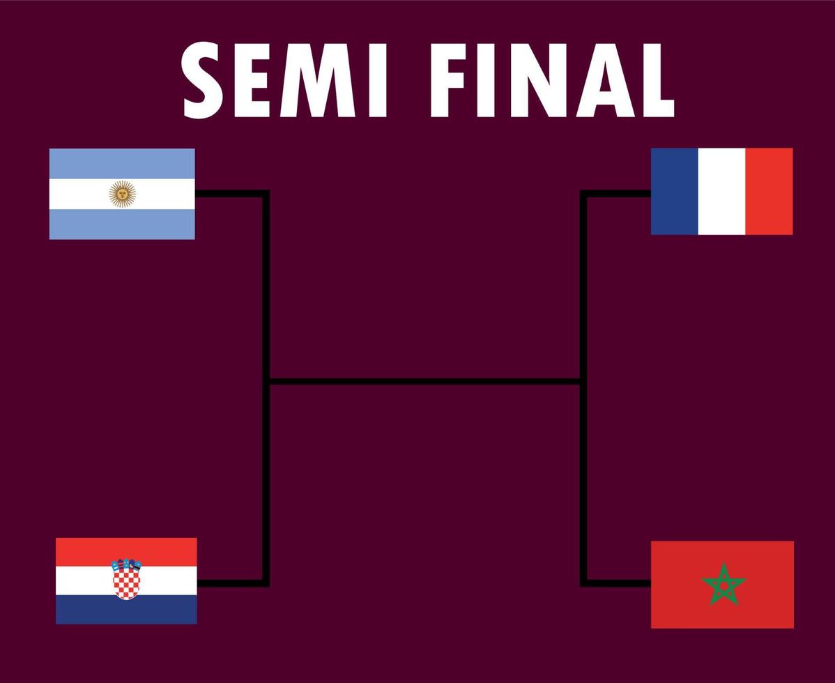 Semi Final Football Countries Flag Emblem Symbol Design football Final Vector Countries Teams Illustration