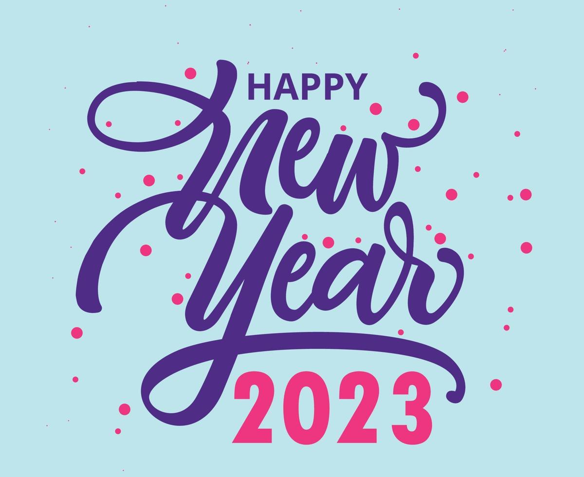 Happy New Year 2023 Holiday Illustration Vector Abstract Purple And Pink With Cyan Background