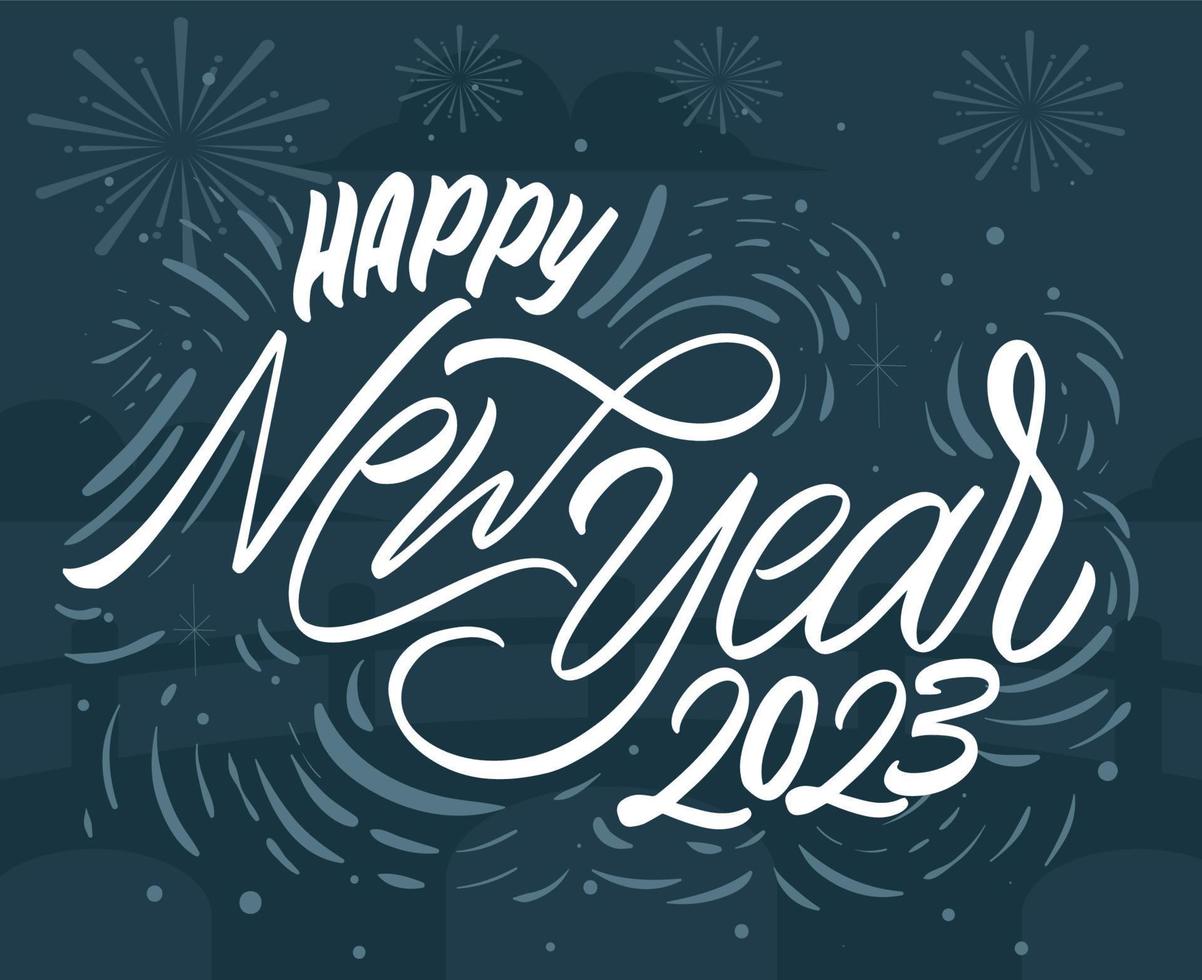 2023 Happy New Year Holiday Illustration Vector Abstract White With Blue Background