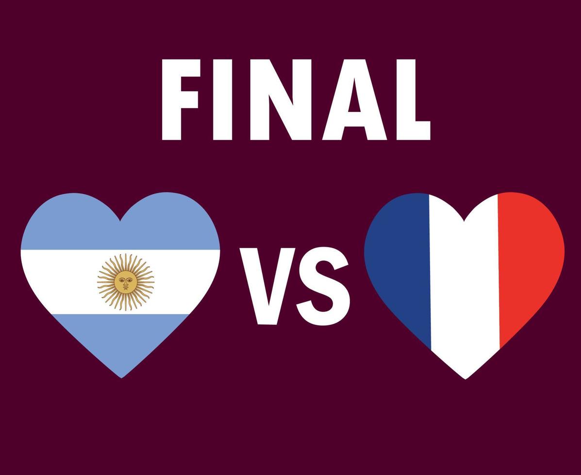 Argentina And France Flag Heart Final football Symbol Design Latin America And Europe Vector Latin American And European Countries Football Teams Illustration