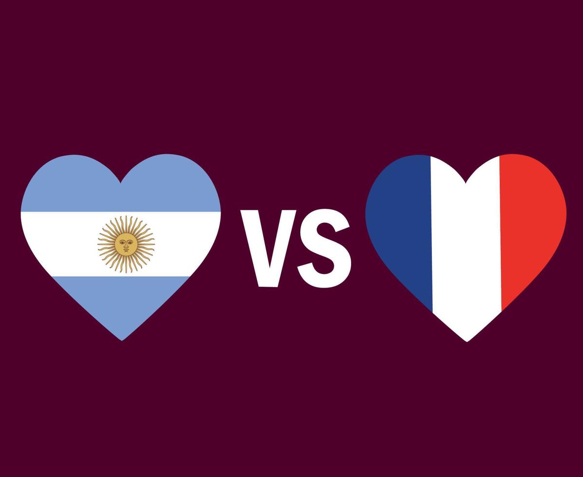 Argentina And France Flag Heart Symbol Design Latin America And Europe football Final Vector Latin American And European Countries Football Teams Illustration