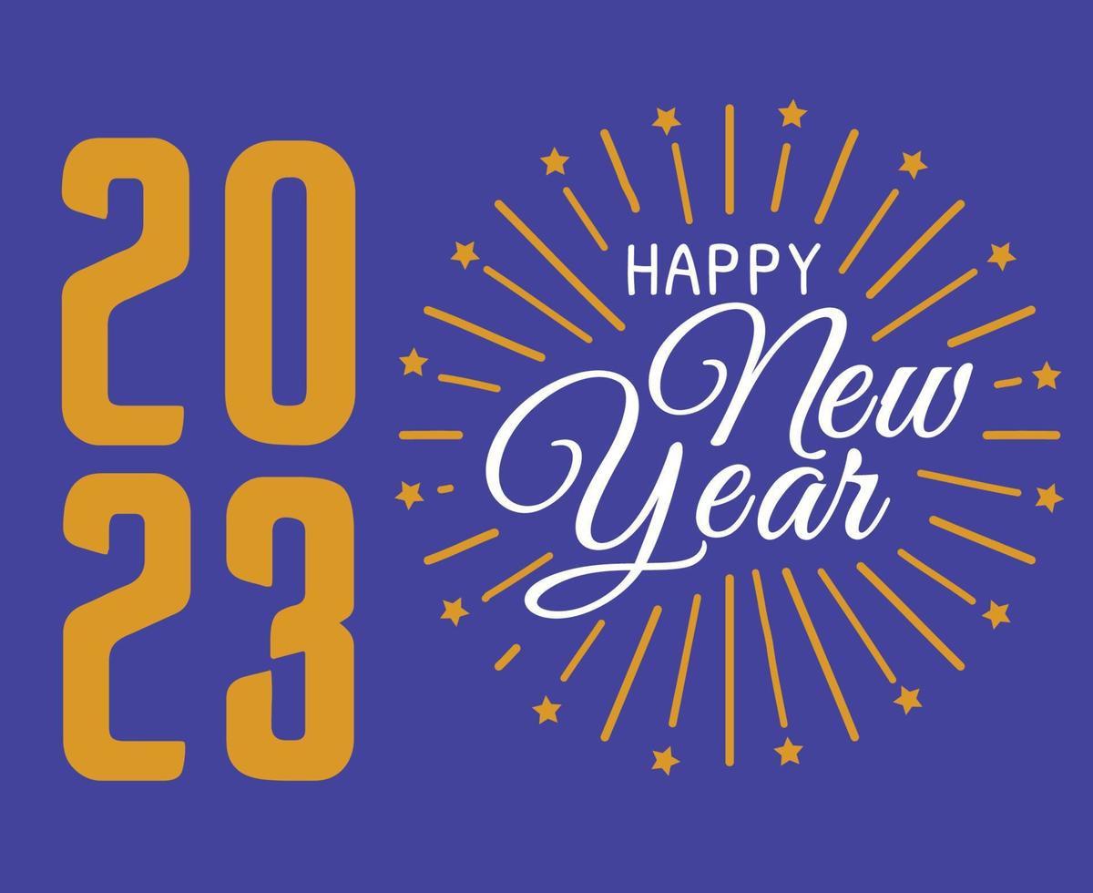 Happy New Year 2023 Holiday Illustration Vector Abstract Yellow And White With Purple Background