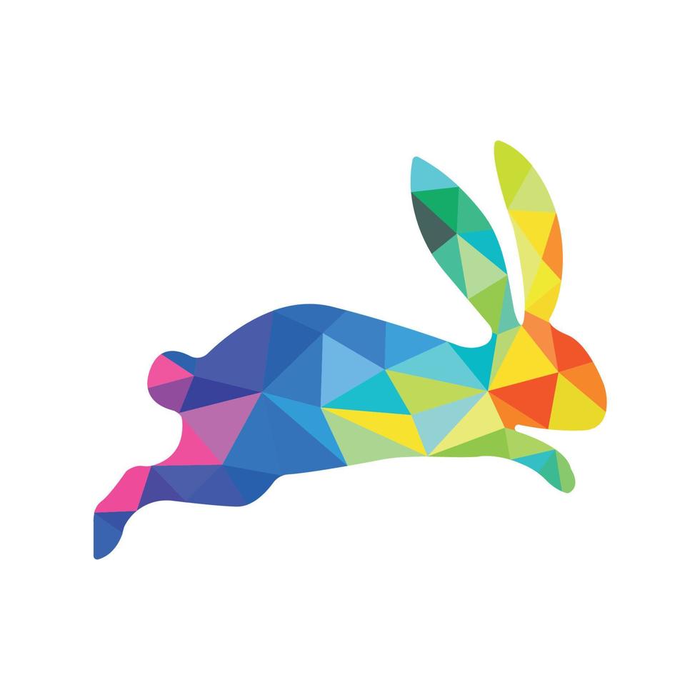 rabbit colorful origami vector illustration isolated on white