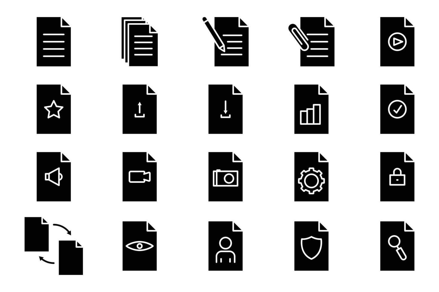 ilustración del icono del conjunto relacionado con el documento. estilo de icono de glifo. diseño vectorial simple editable. píxel perfecto a 32 x 32 vector