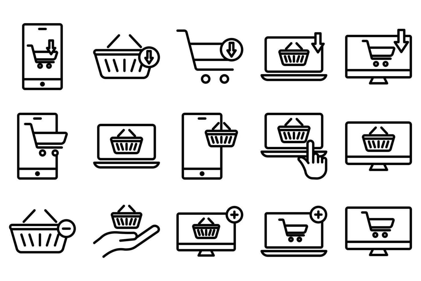 ilustración del icono del conjunto relacionado con la tienda en línea. estilo de icono de línea. diseño vectorial simple editable. píxel perfecto a 32 x 32 vector