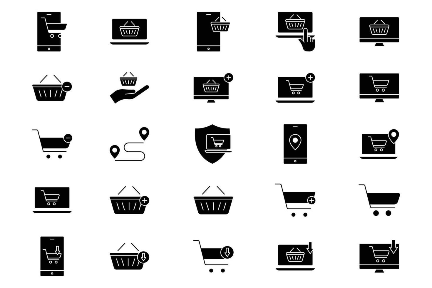 Illustration of set icon related to online shop. glyph icon style. Simple vector design editable. Pixel perfect at 32 x 32