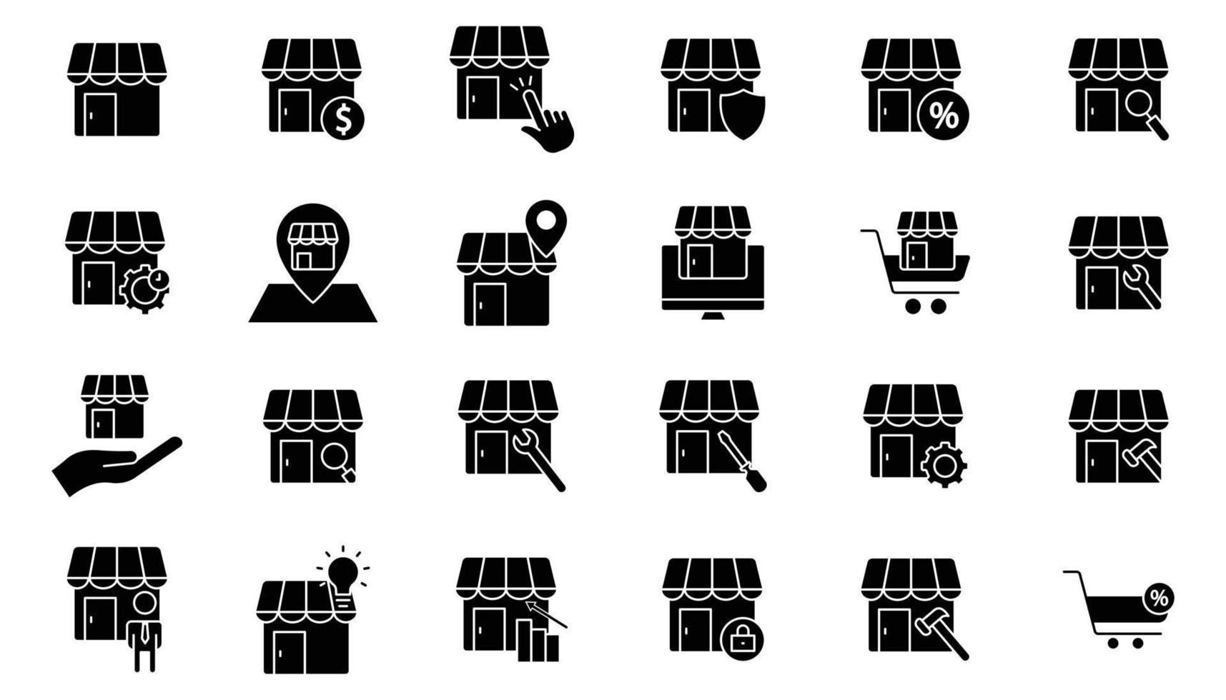 Illustration of set icon related to shop. glyph icon style. Simple vector design editable. Pixel perfect at 32 x 32