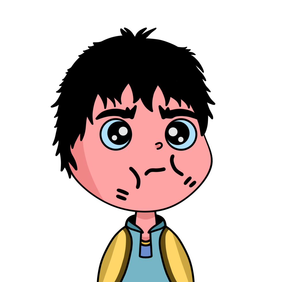 niño emoticon personaje de dibujos animados expresión png