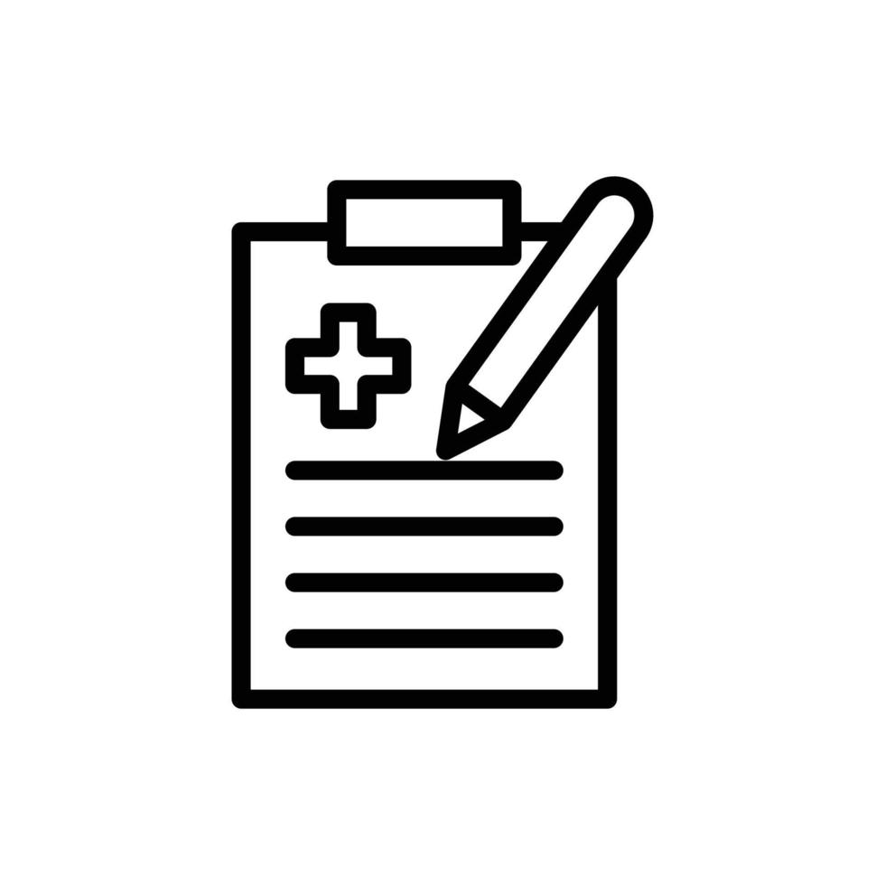 ilustración del icono del portapapeles con el signo más del hospital. adecuado para el icono de registro de salud. estilo de icono de línea. icono relacionado con la salud y la medicina. diseño vectorial simple editable. píxel perfecto a 64 x 64 vector