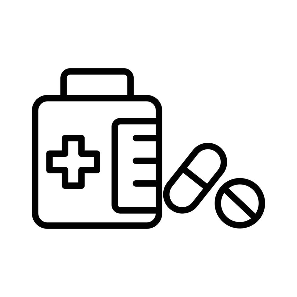 Medicine bottle icon illustration. line icon style. icon related to healthcare and medical. Simple vector design editable. Pixel perfect at 64 x 64