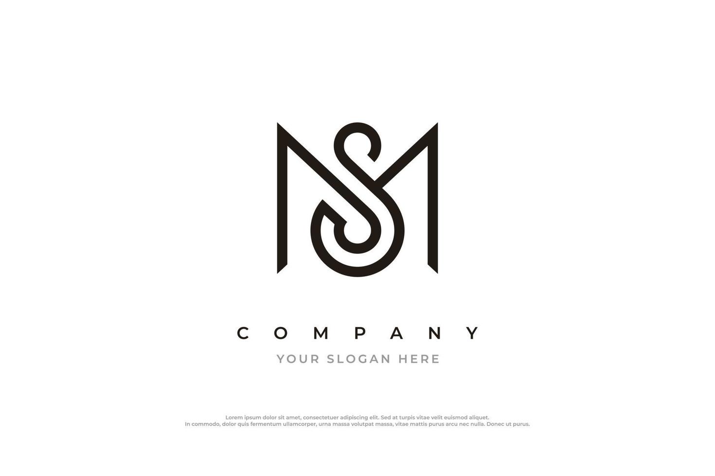 Initial Letter SM Logo or MS Logo Design Vector Template