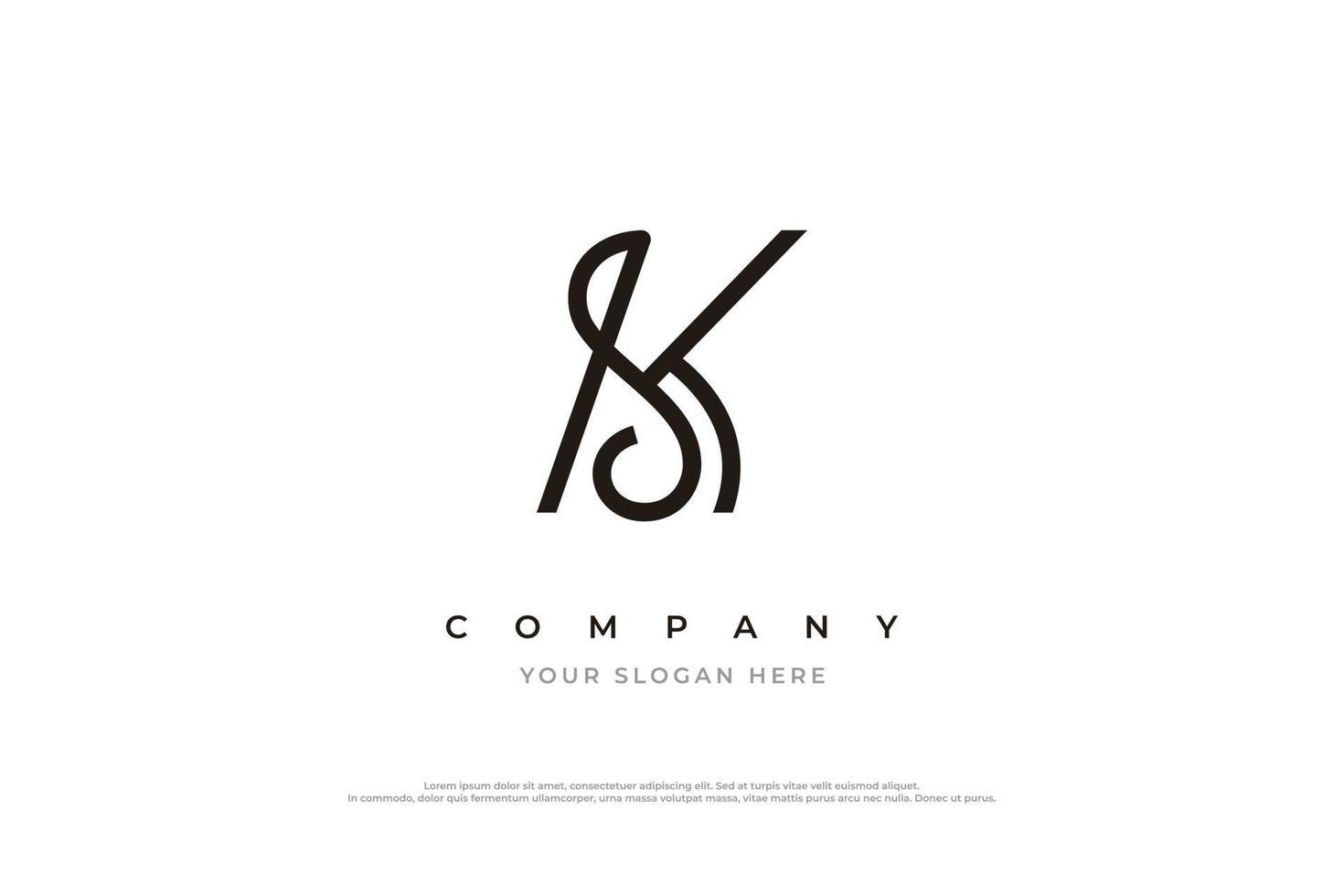 Initial Letter SK Logo or KS Logo Design Vector Template