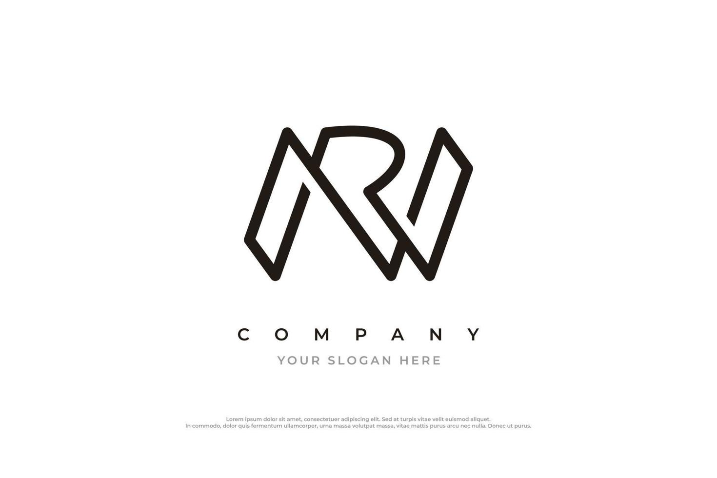 Initial Letter RN Logo or NR Logo Design Vector