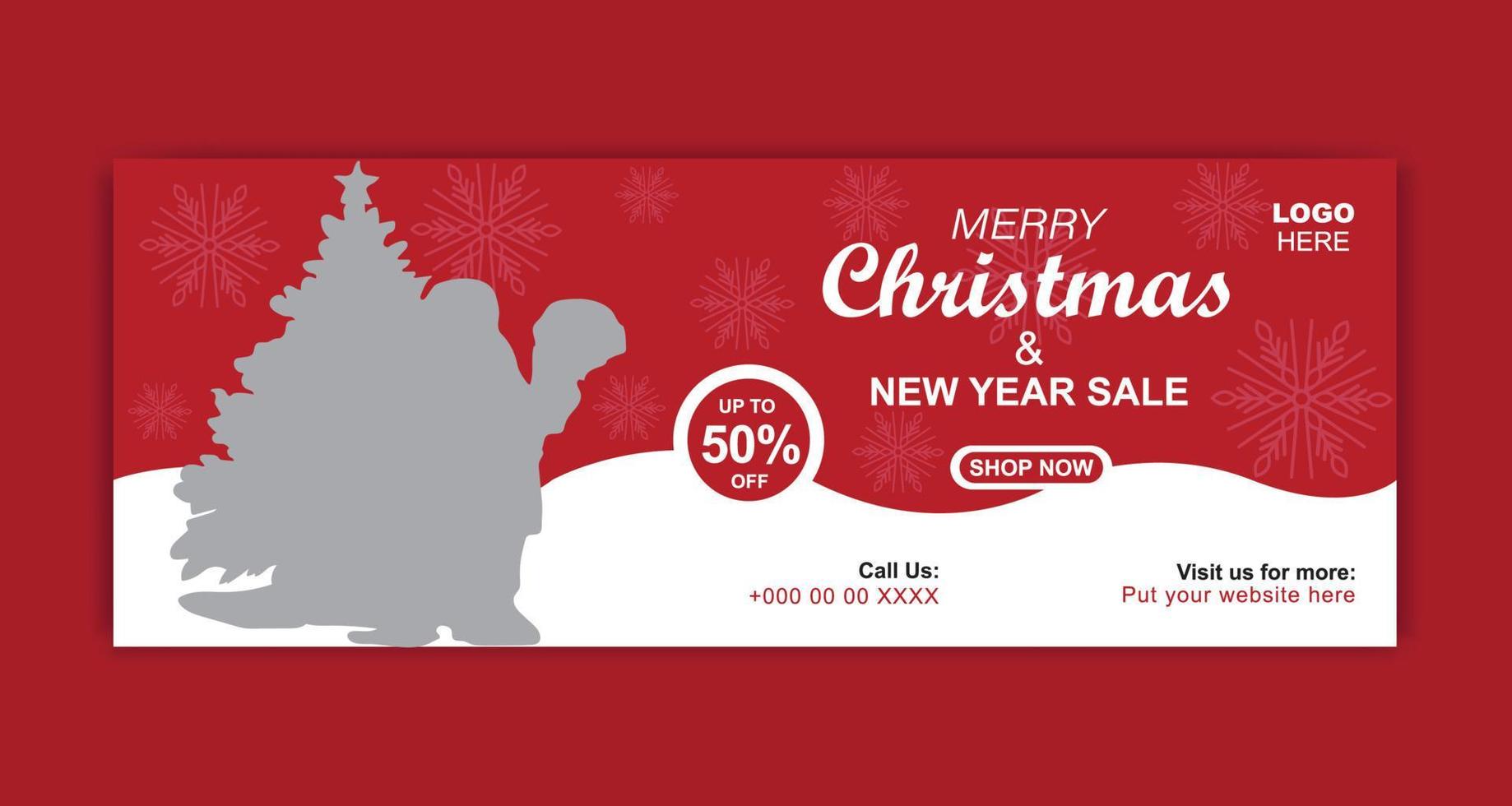 Christmas and New year social media cover banner vector