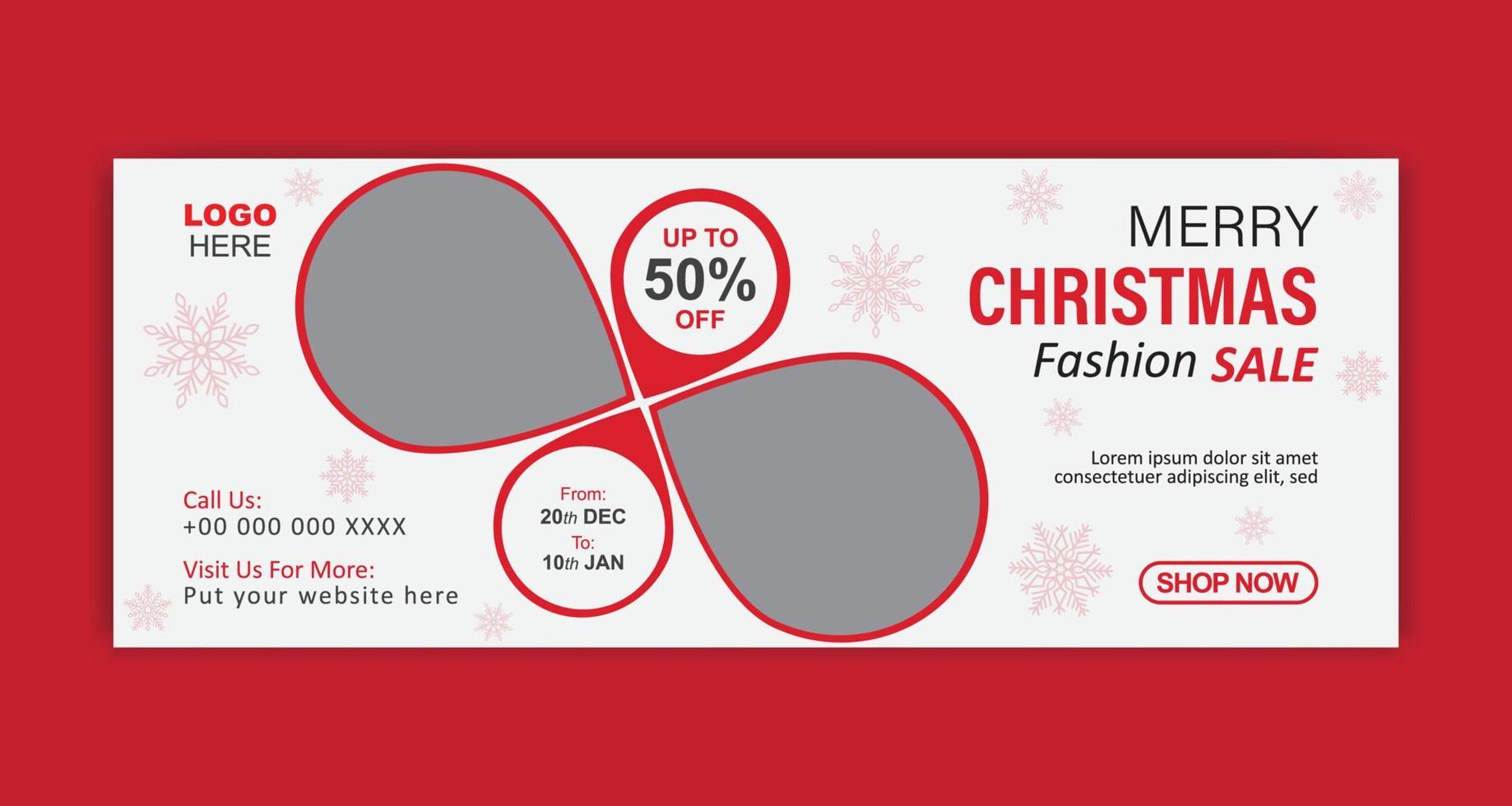 Christmas and New year social media cover banner vector