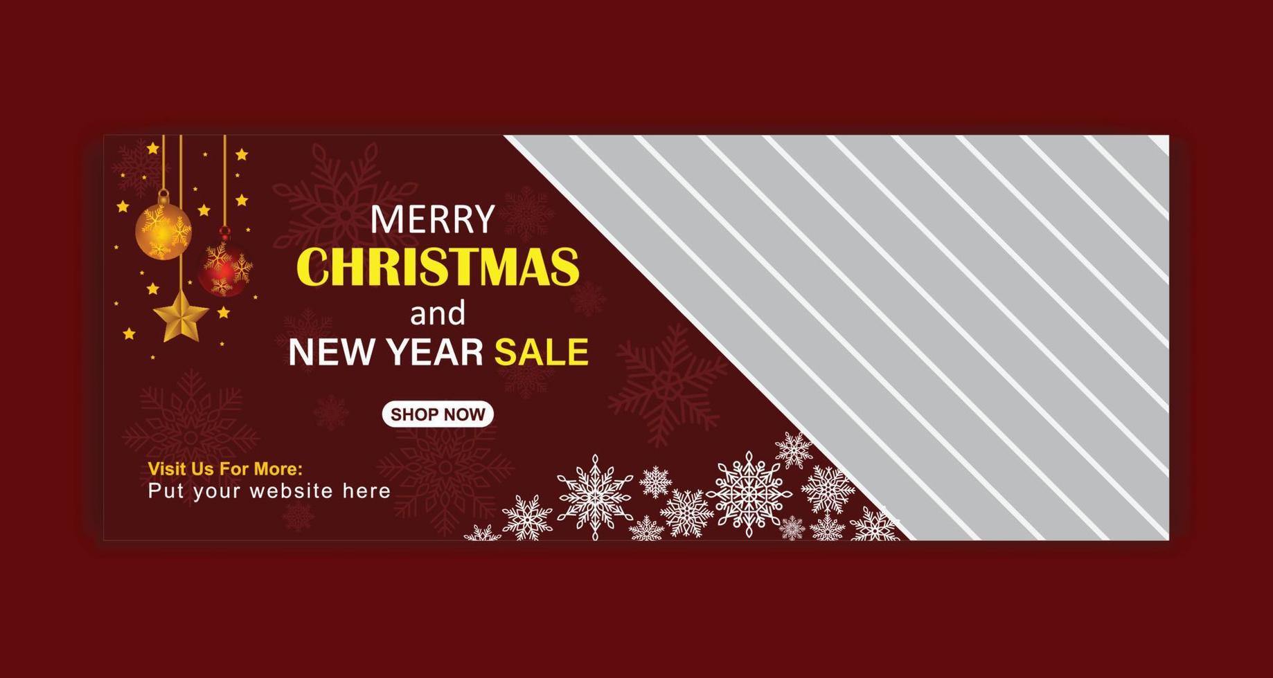Christmas and New year social media cover banner vector