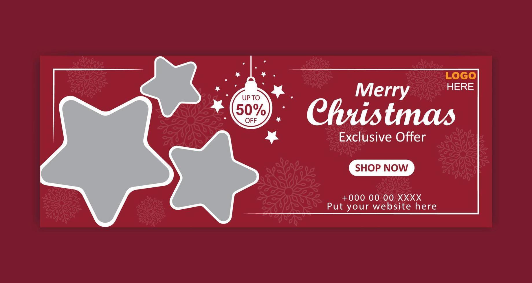 Christmas and New year social media cover banner vector