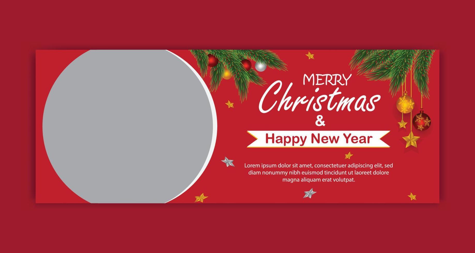 Christmas and New year social media cover banner vector