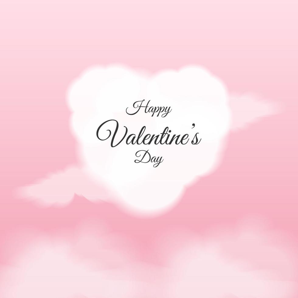 Minimal Valentine's day greeting with heart shape cloud vector