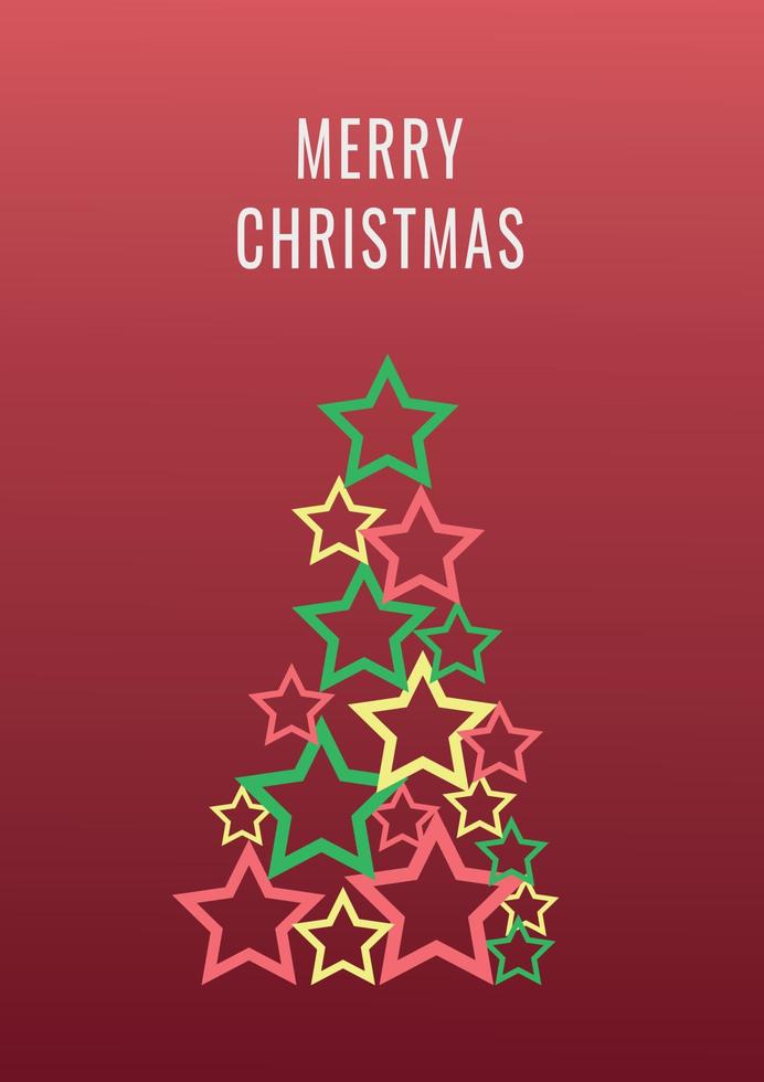 Merry Christmas card with a tree made of stars vector