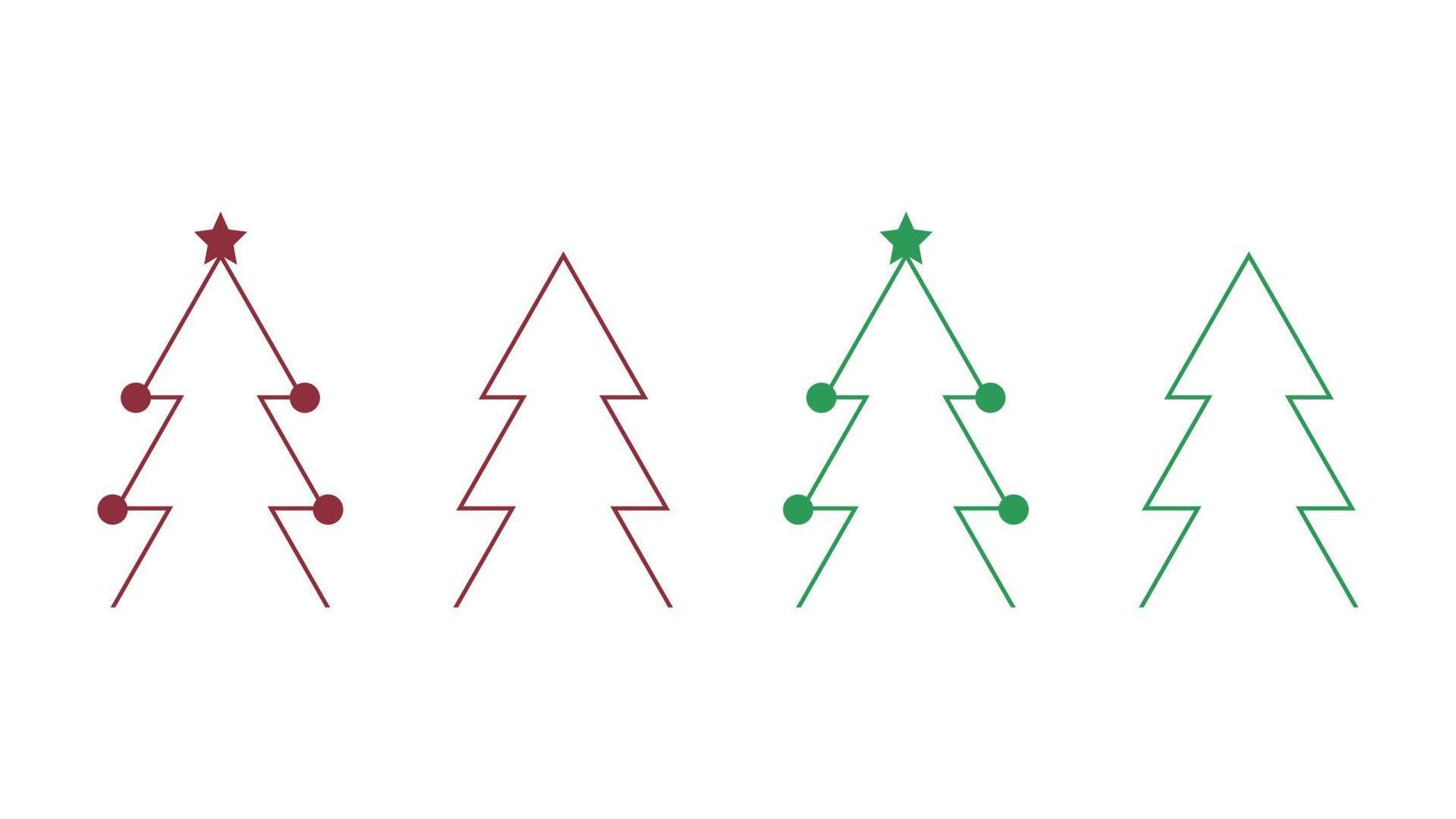 Minimal Christmas trees, red and green color vector